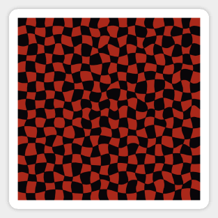 Warped Checkerboard, Black and Red Magnet